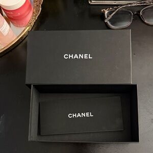 CHANEL sunglasses box with White Logo